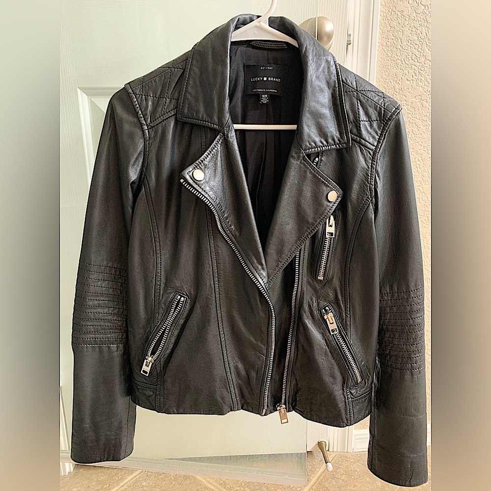 Lucky Brand Black Leather Jacket, Size M, GREAT CONDITION, Buttery Soft Leather